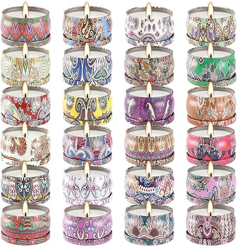 Juego de 24 velas perfumadas para el hogar, alivio relajante del estrés, aromaterapia, cera de soja natural y fragancia, regalos para mujeres, mamá,