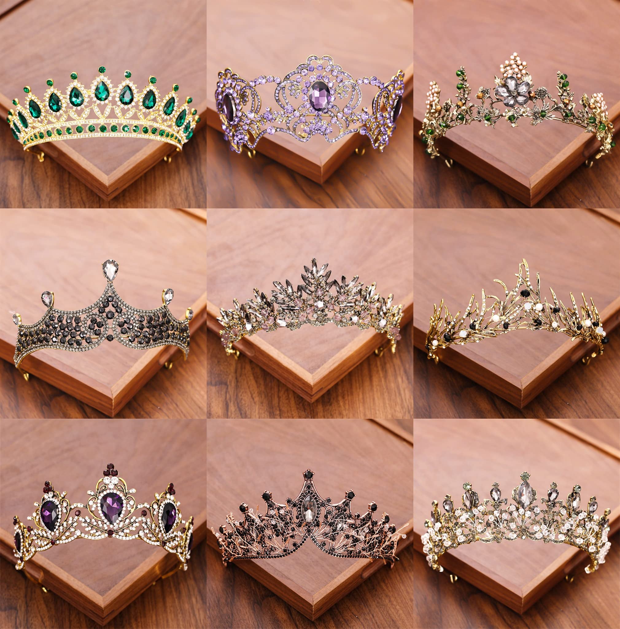 Diadème Baroque En Cristal Pour Femmes – Couronne De Reine Vintage Pour Mariage, Carnaval, Fête – Ajustable Et Confortable
