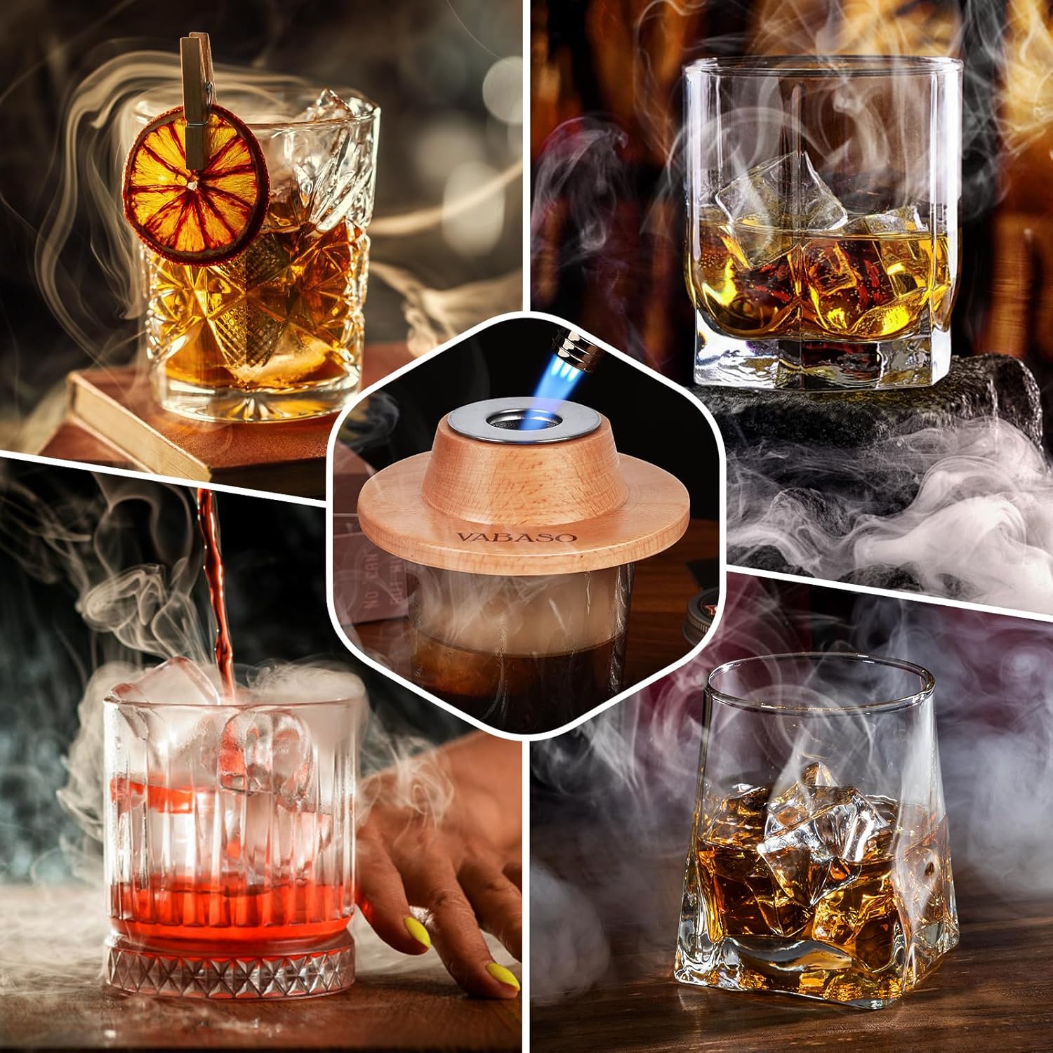 Whiskey Smoker Kit with Torch - 6 Flavors Wood Chips, Old Fashioned Cocktail Drink Smoker Kit, Birthday Bourbon Christmas White Elephant Gifts for Adults Men, Dad, Husband, Whiskey Lover(No Butane)