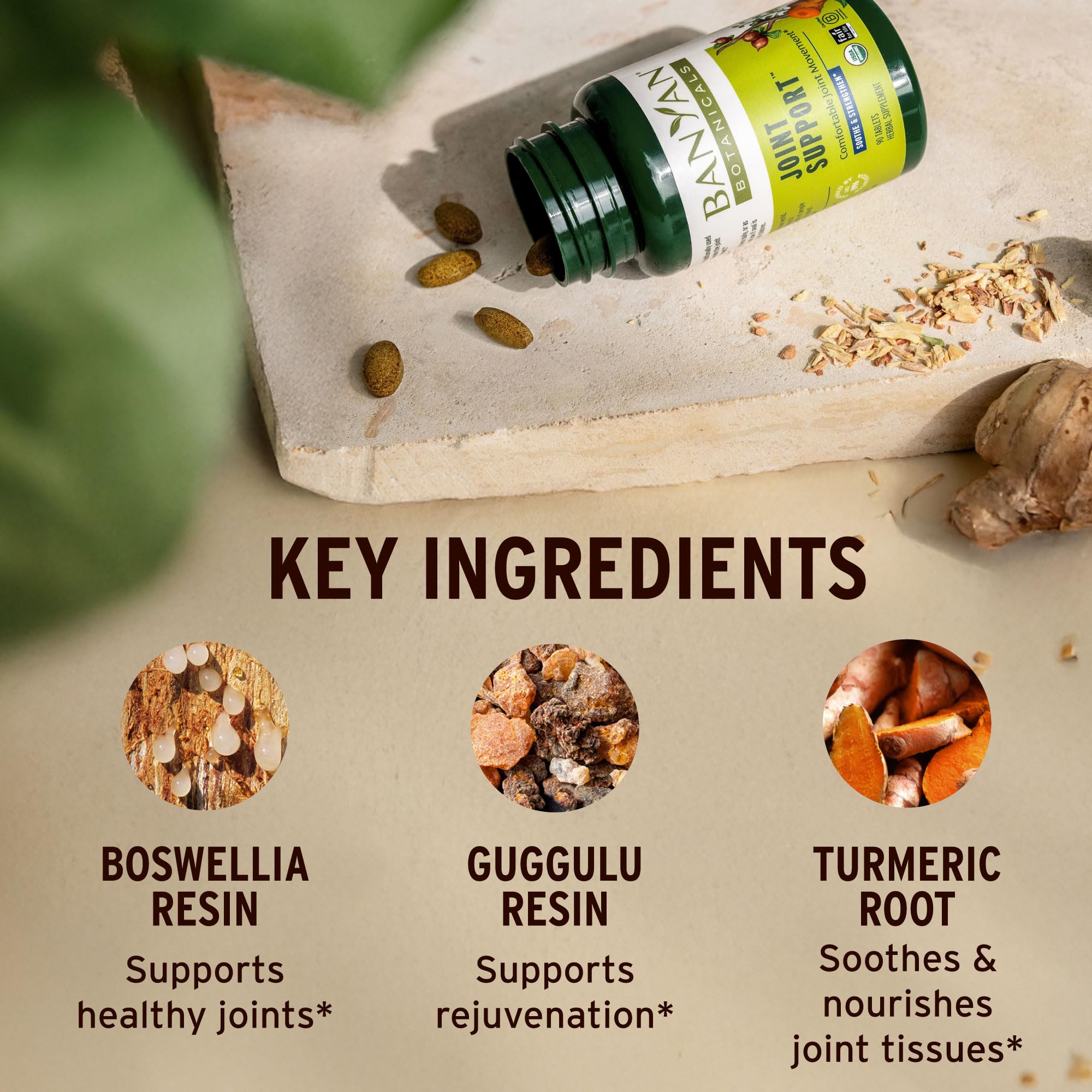Banyan Botanicals Organic Joint Support–Advanced Mobility & Flexibility Supplement with Boswellia,Guggulu Resin & Turmeric–Natural Lubrication for Cartilage, Bones & Muscles-90 Tablets-USDA Organic — Amazon image 4