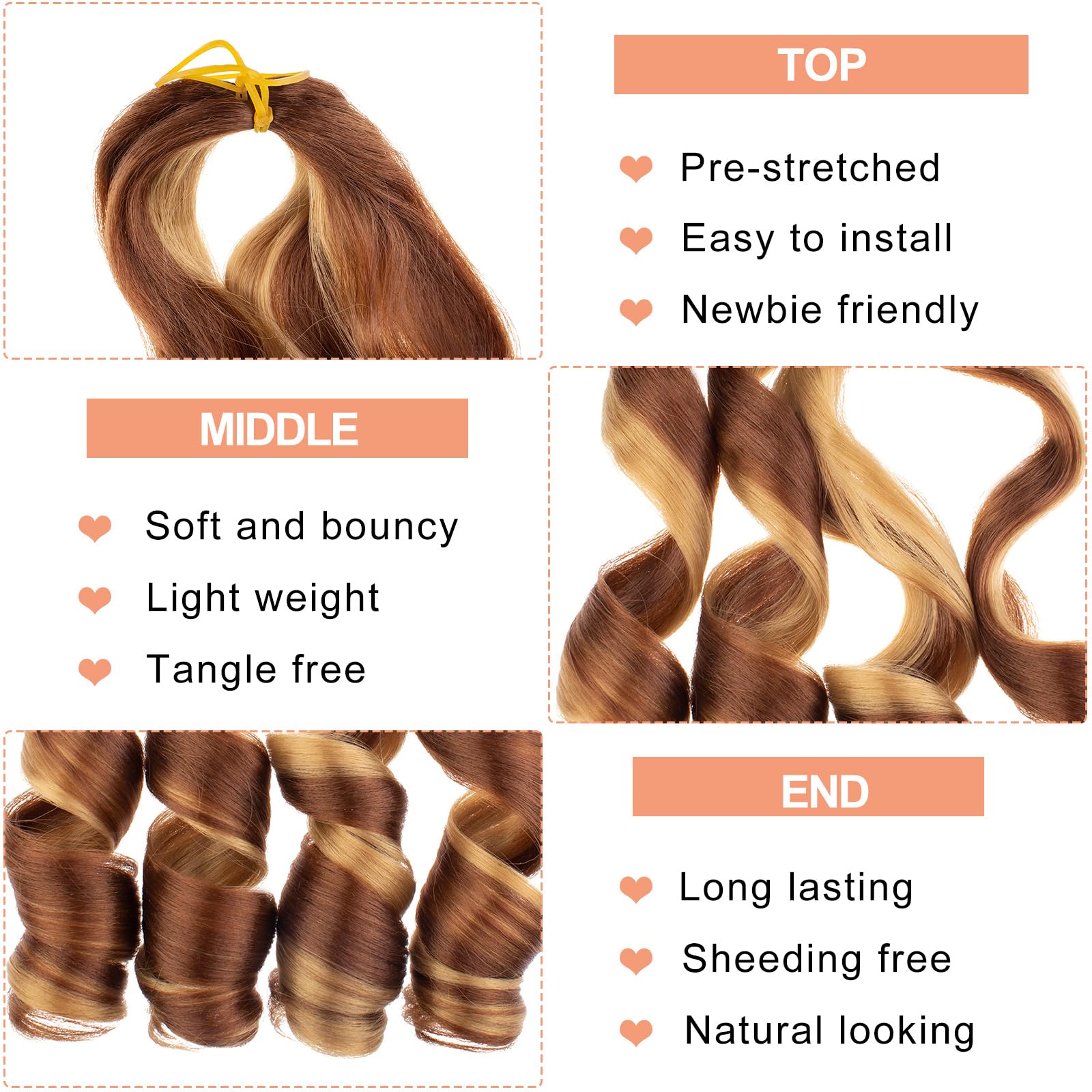 Mscat 22 Inch 8 Packs Pre Stretched French Curly Braiding Hair Loose Wave Bouncy Hair Extensions 27M30#, 22 Inch (Pack of 8) - Image 3