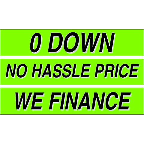 Ez-line Vinyl Windshield Stickers 3 Dozen 15 Inch Chartreuse Slogan Dealership Pro Pack for Car Lots (EZ115-Pack1)