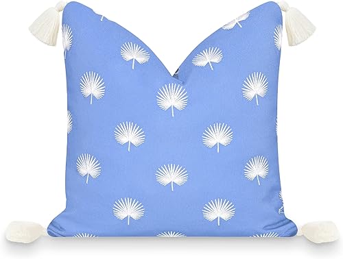 Hofdeco Premium Funda de almohada Coastal Patio para interiores y exteriores, 18 x 18 pulgadas, repelente al agua para patio trasero, sofá, azul