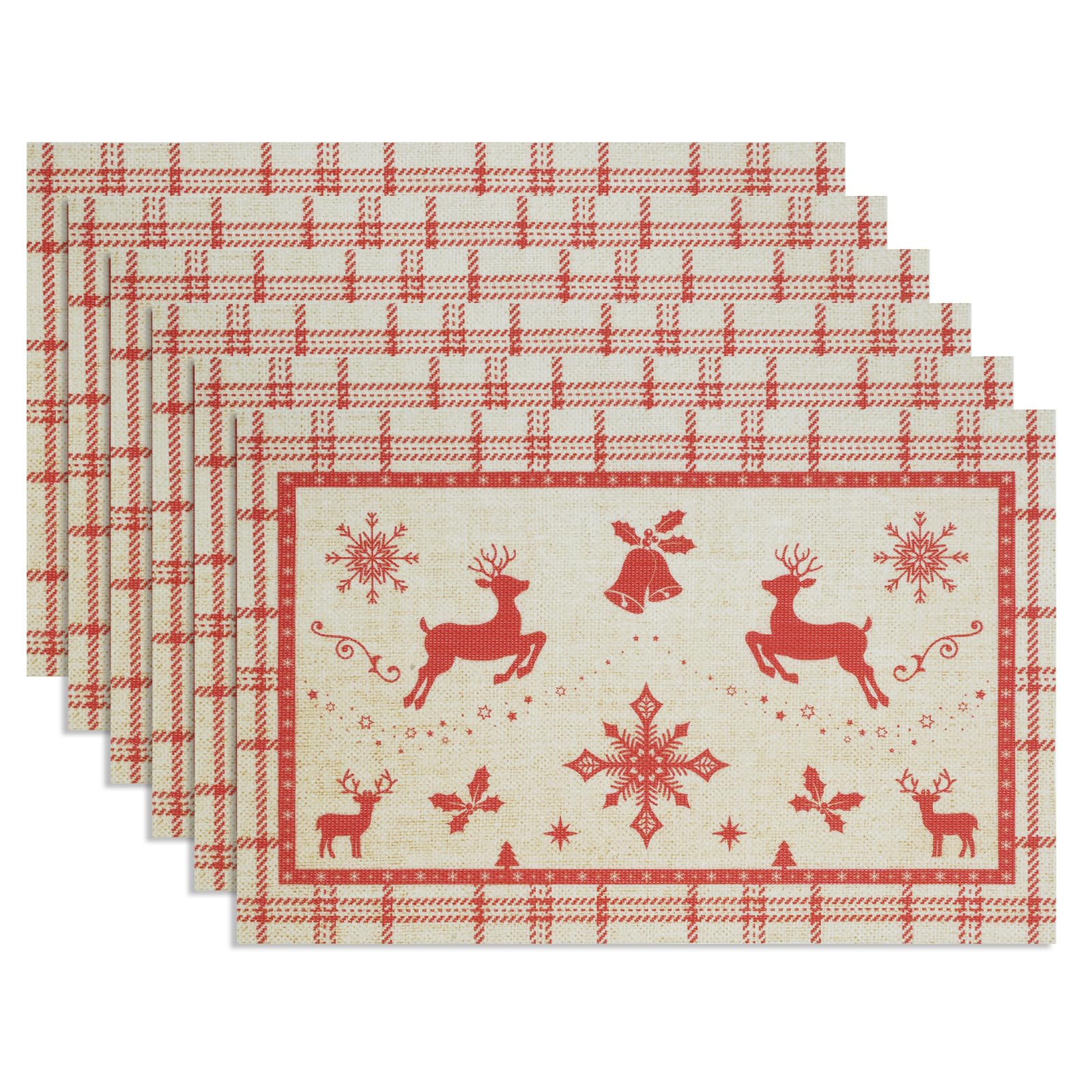 Homcomodar Christmas Table Place Mats Sets of 6 Dining Table Placemats — image 1