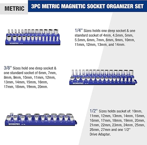 Miniatura 2 de WORKPRO Juego de organizador de enchufes magnéticos y 2 organizadores de llaves magnéticas