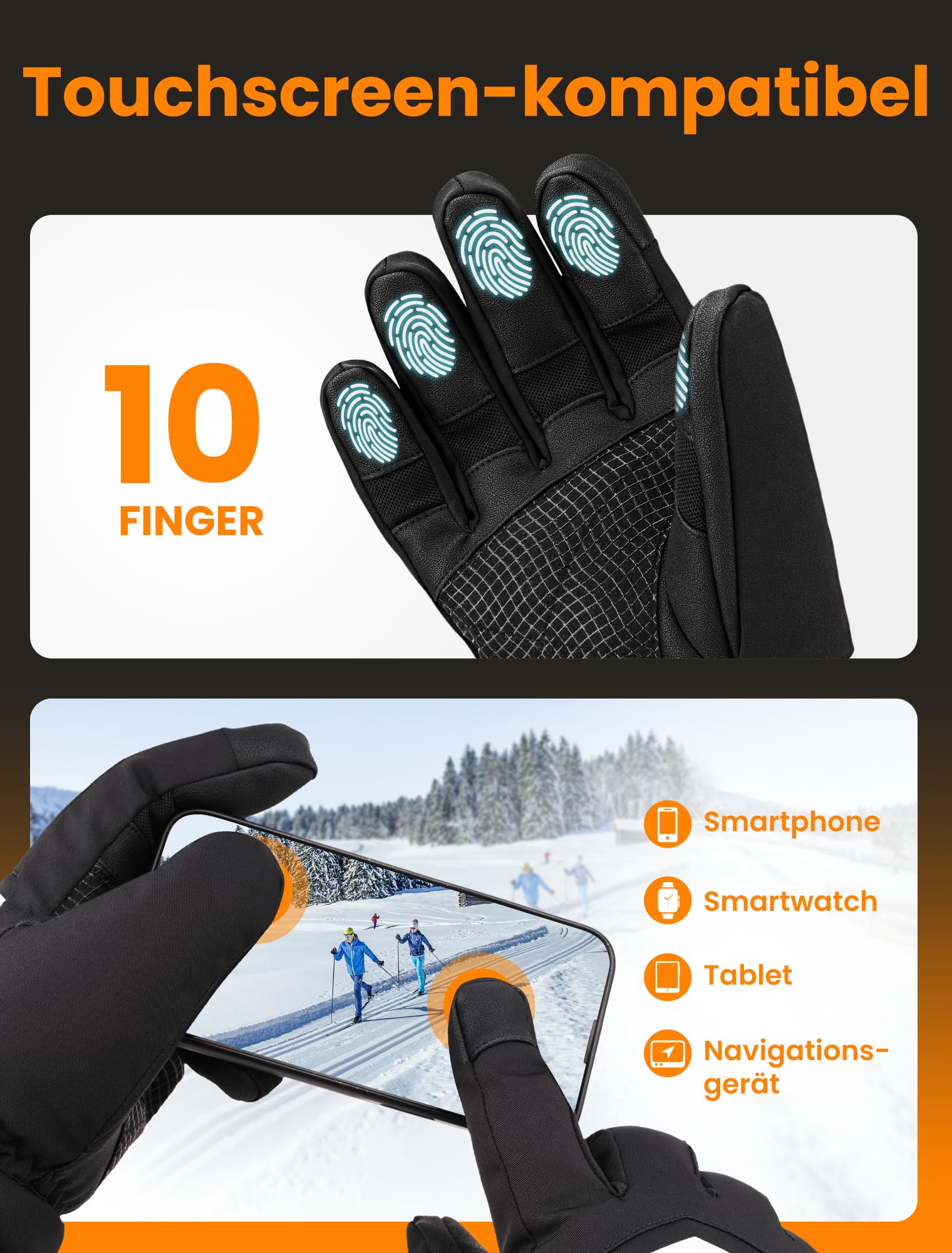 Beheizbare Handschuhe für Herren Damen