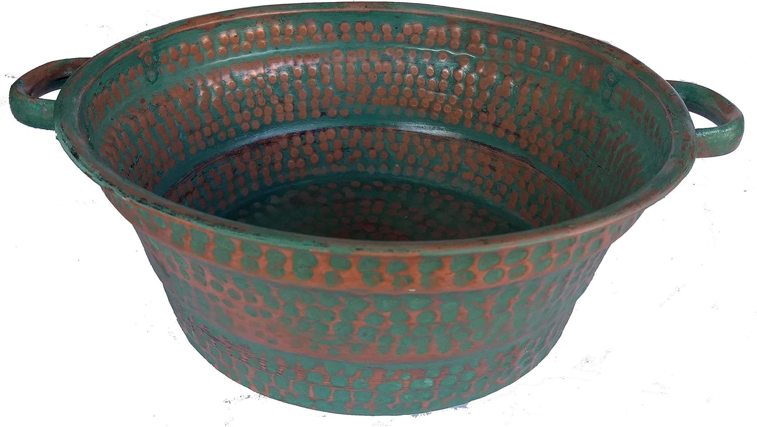 Side Handles Green Patina Copper Sink