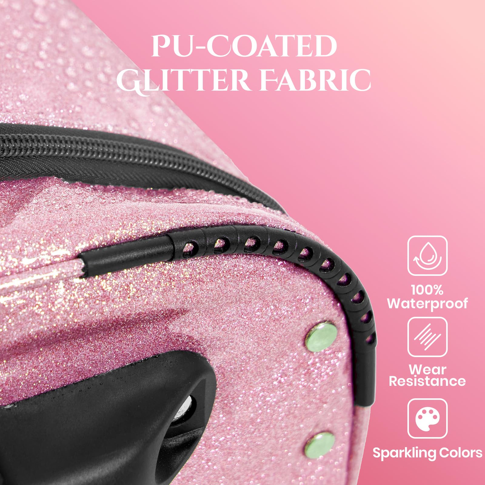 Fanwoli Tanztasche mit Kleiderständer, 58,4 cm, glitzernder, wasserdichter Stoff und verbessertes stabiles System, Shine-Bright Kollektion, ideale Wettkampftasche für Tänzer, Athleten, Cheerleader