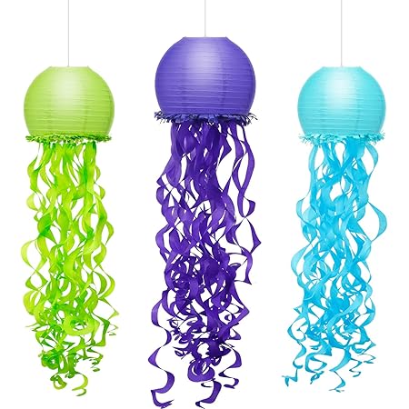 images Tissue Paper Jellyfish 3 pieces jellyfish paper lanterns mermaid wishes paper lanterns jellyfish honeycomb lanterns tissue garland banner hanging party decoration 3 colors