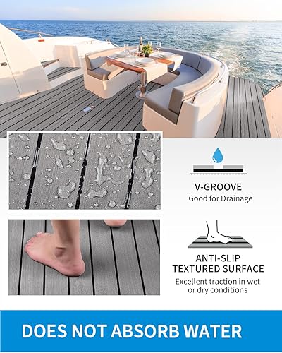 Miniatura 3 de OCEANBROAD Suelo de espuma EVA para barco con respaldo adhesivo 3M, cubierta autoadhesiva marina de 96 x 45.6 pulgadas, 36 pulgadas, 28.8 pulgadas,