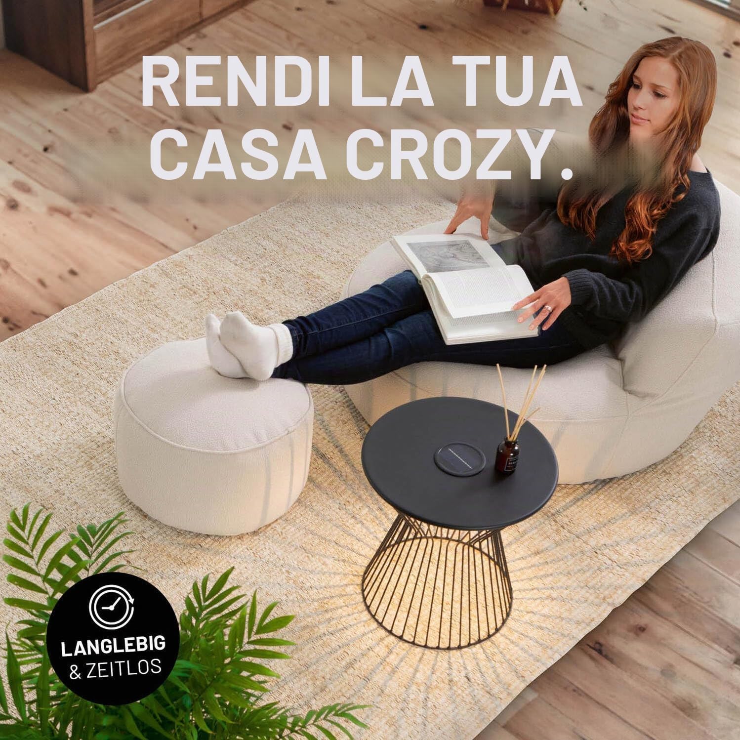 Lumaland Tavolino con illuminazione solare a LED, ideale come tavolino da salotto, comodino, tavolo da giardino e tavolo da balcone, resistente alle intemperie e robusto, per interni ed esterni, USB e
