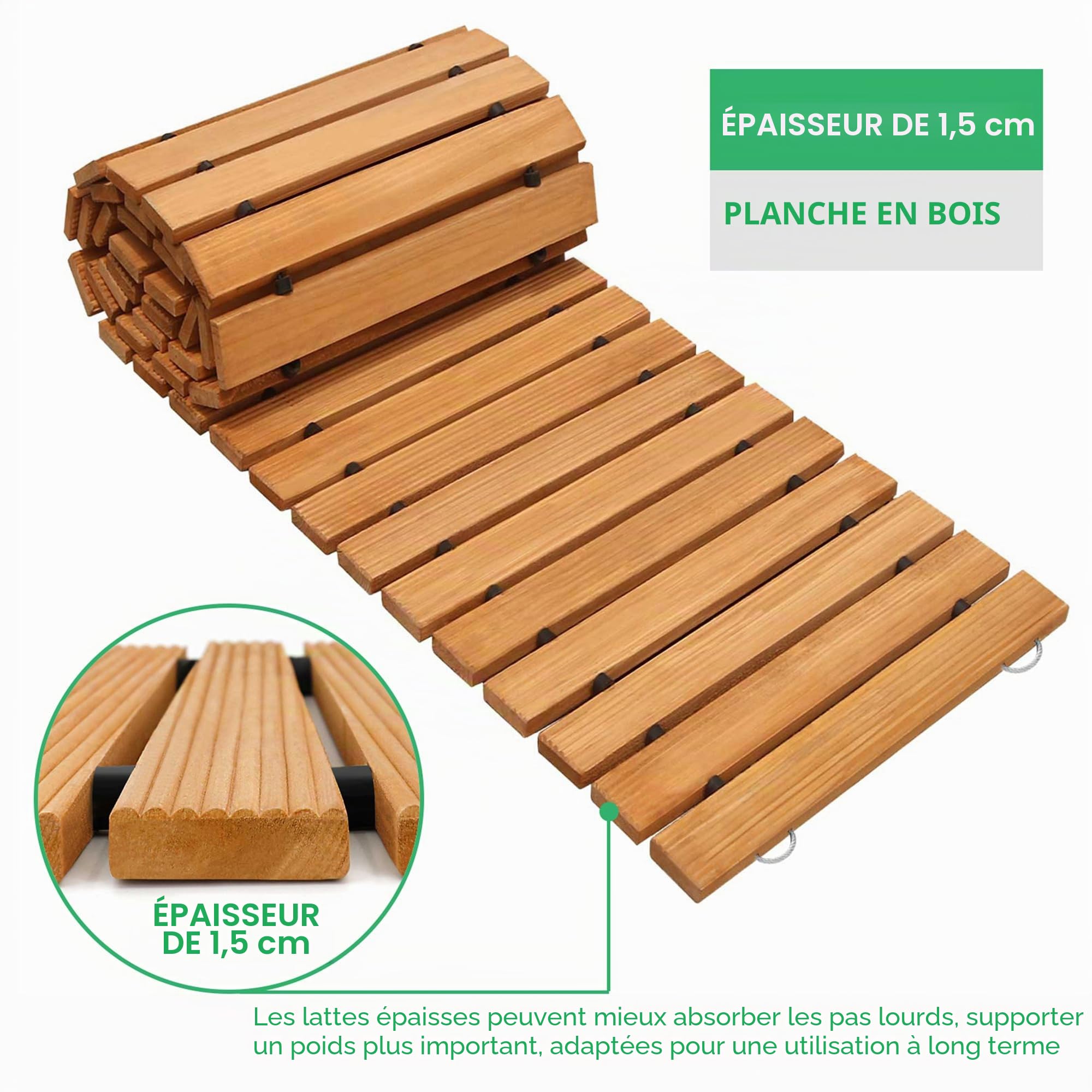 RELIANCER Allée de jardin en bois, allée droite en cèdre, allée de terrasse, allée décorative de jardin, allées de terrasse, allées de plage, routes en bois de plage, allées de fête de mariage (2,4 m)