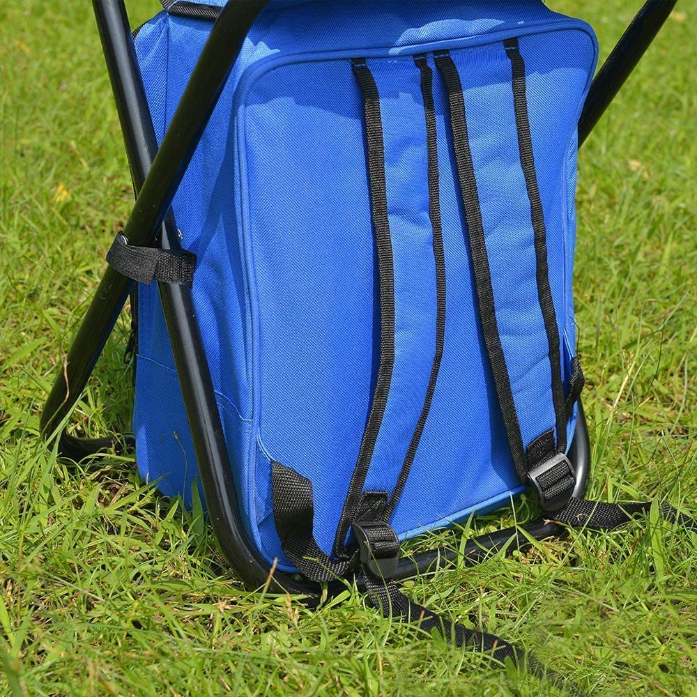 Sedia Da Campeggio Pieghevole 3 in 1 Sedia Zaino Sgabello Pieghevole con Borsa Isolata Sgabello Portatile per Pesca Campeggio Escursionismo Caccia Trekking Picnic Barbecue (Blu)