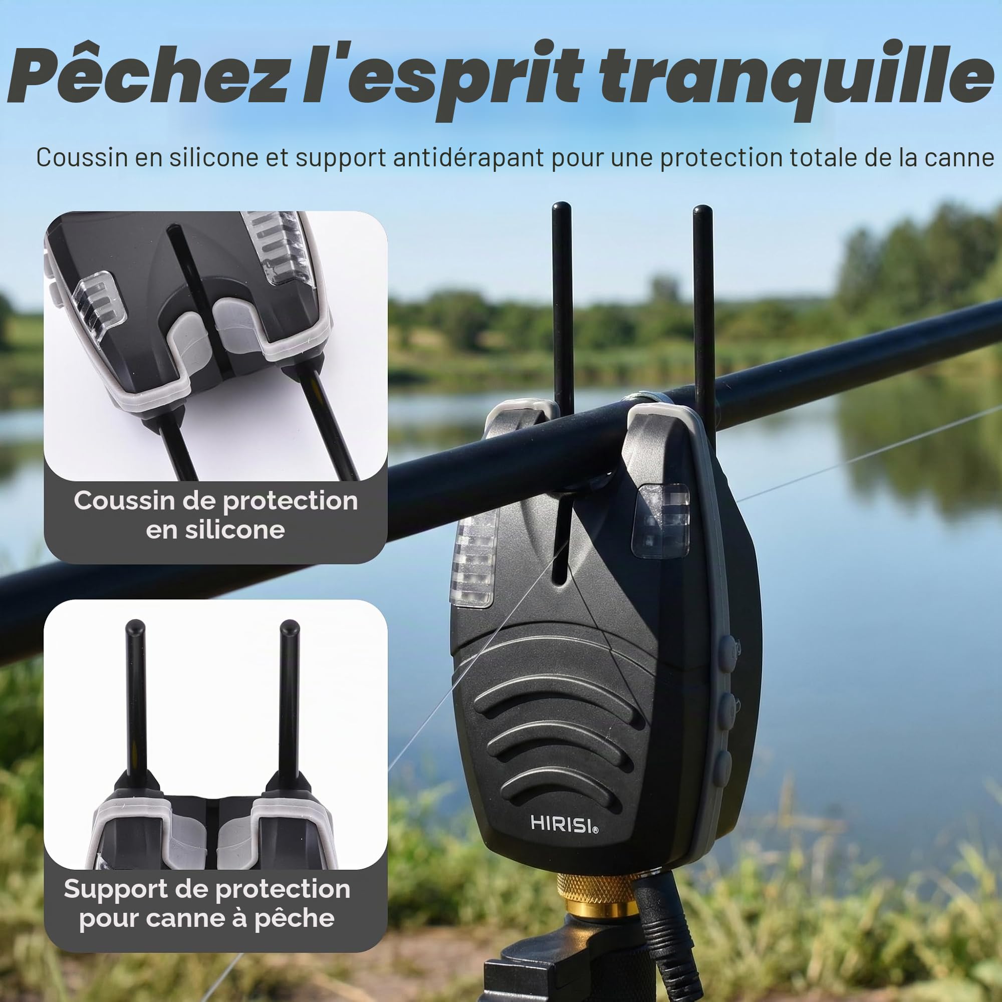 Hirisi Tackle Kit Alarme de Touche étanche sans Fil pour pêche à la Carpe avec Barre d'oreille 200 m