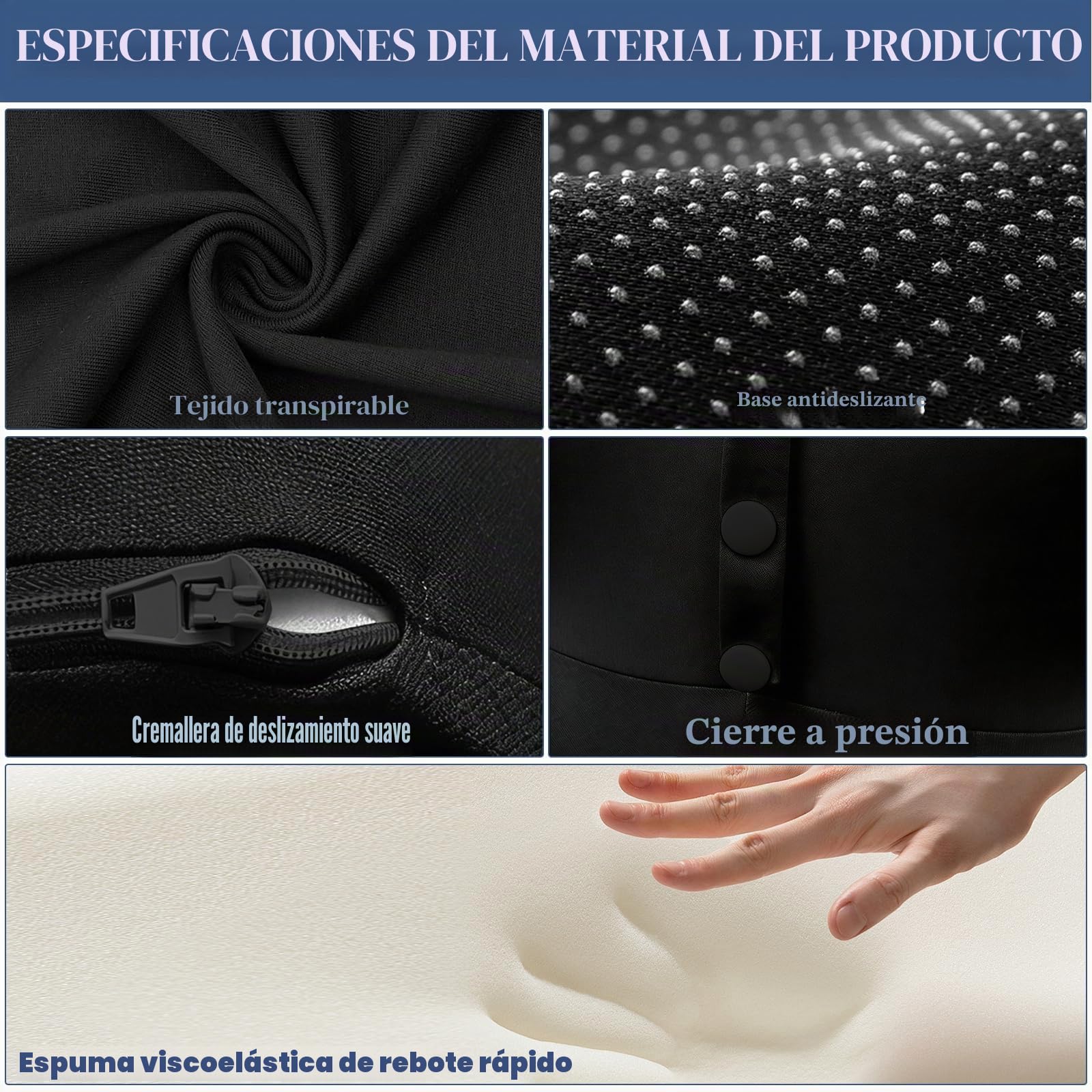 Almohada de Cuña 27° de Espuma Viscoelástica con Reposacabezas Extraíble, Cojín de Lectura para Cama y Sofá, Soporte Ergonómico para Espalda, Cuello y Piernas, Funda Lavable Antideslizante, 59 x 39 cm