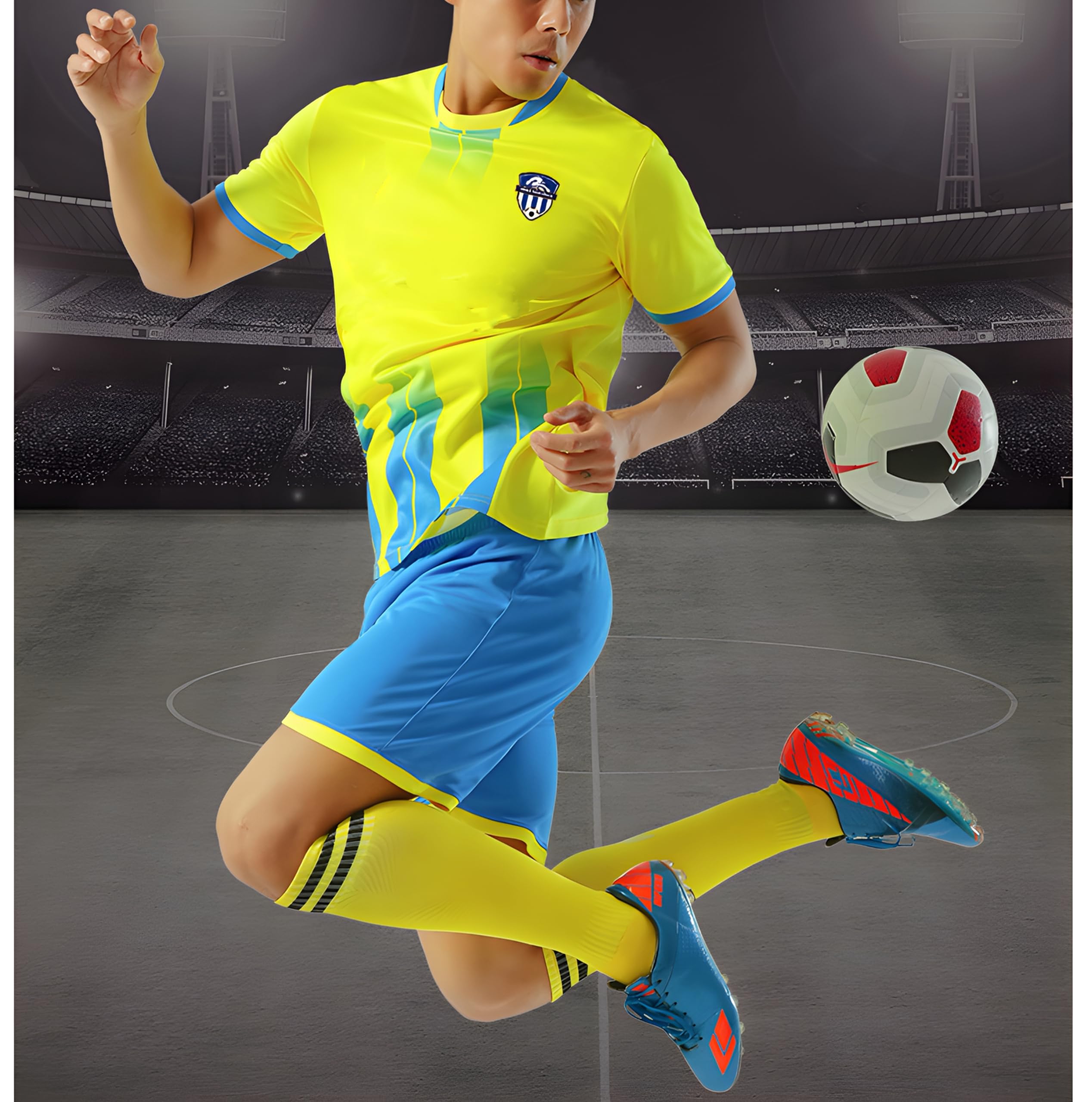 DVGEY Personalized Soccer Jersey for Men Women Adults Kids Custom Soccer Shirt and Shorts with Name Number Logo (Yellow)