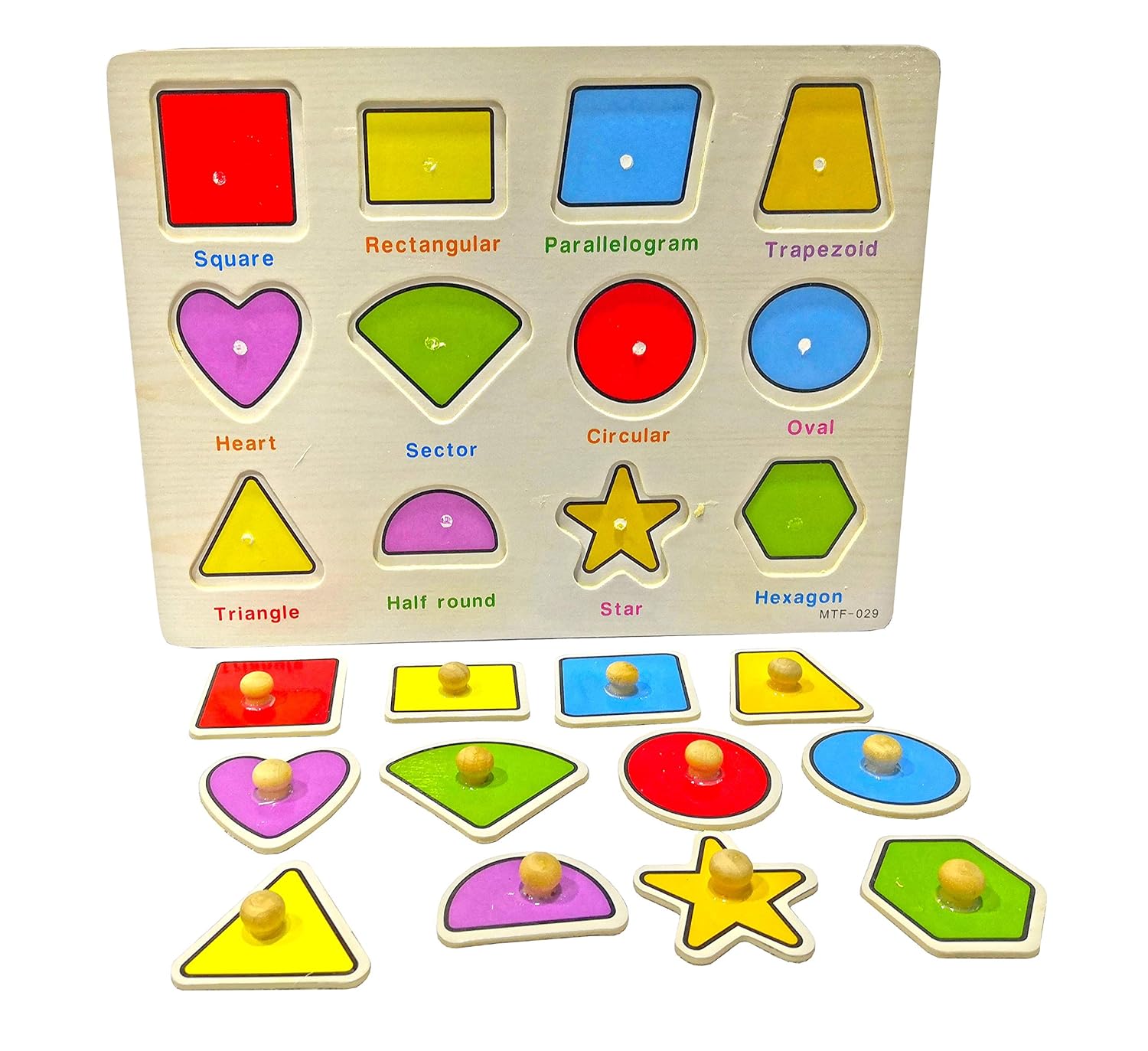 Buy Popsugar Shapes Wooden Puzzles with Knobs for Toddler and Kids