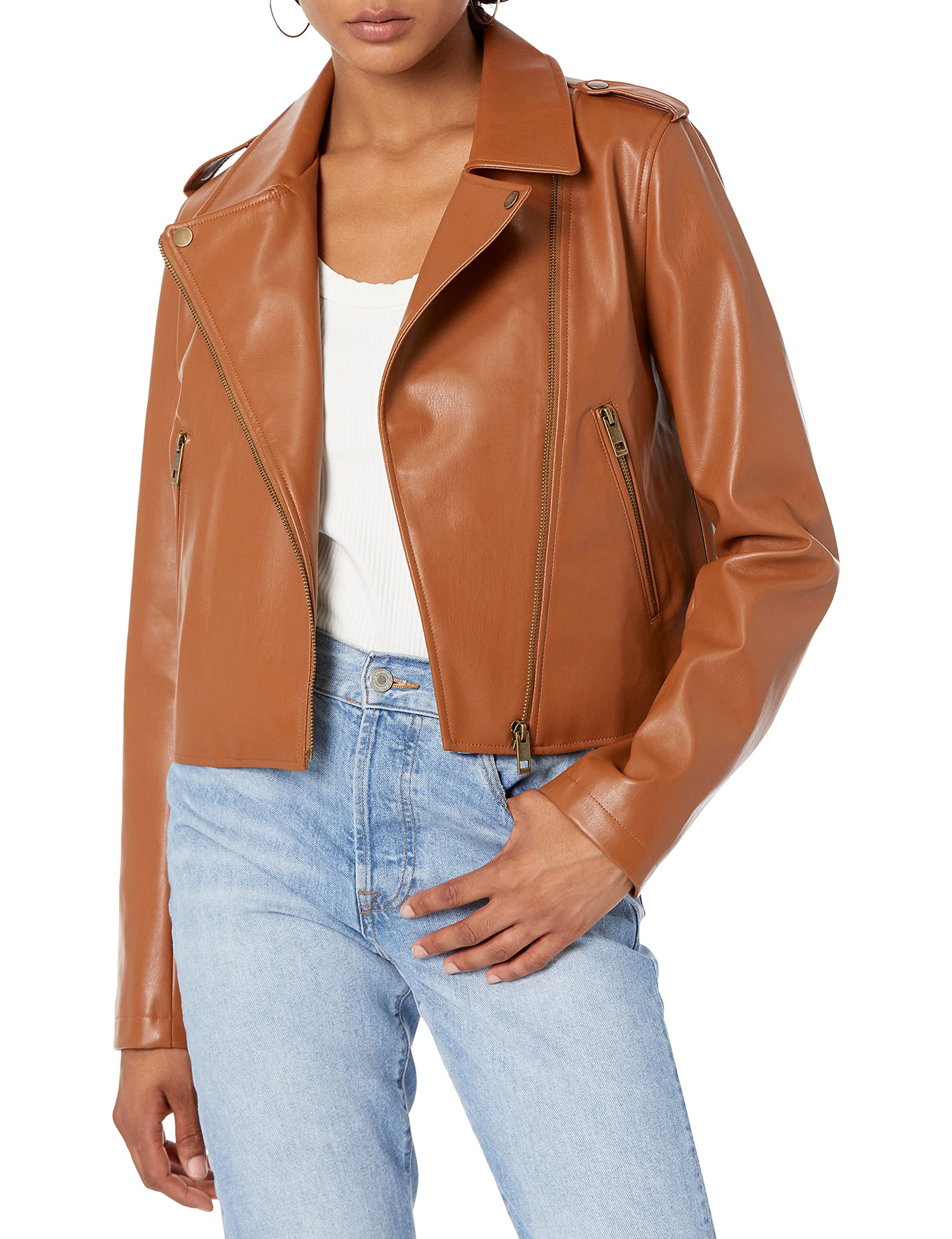 The Drop Women's Heather Faux Leather Moto Jacket