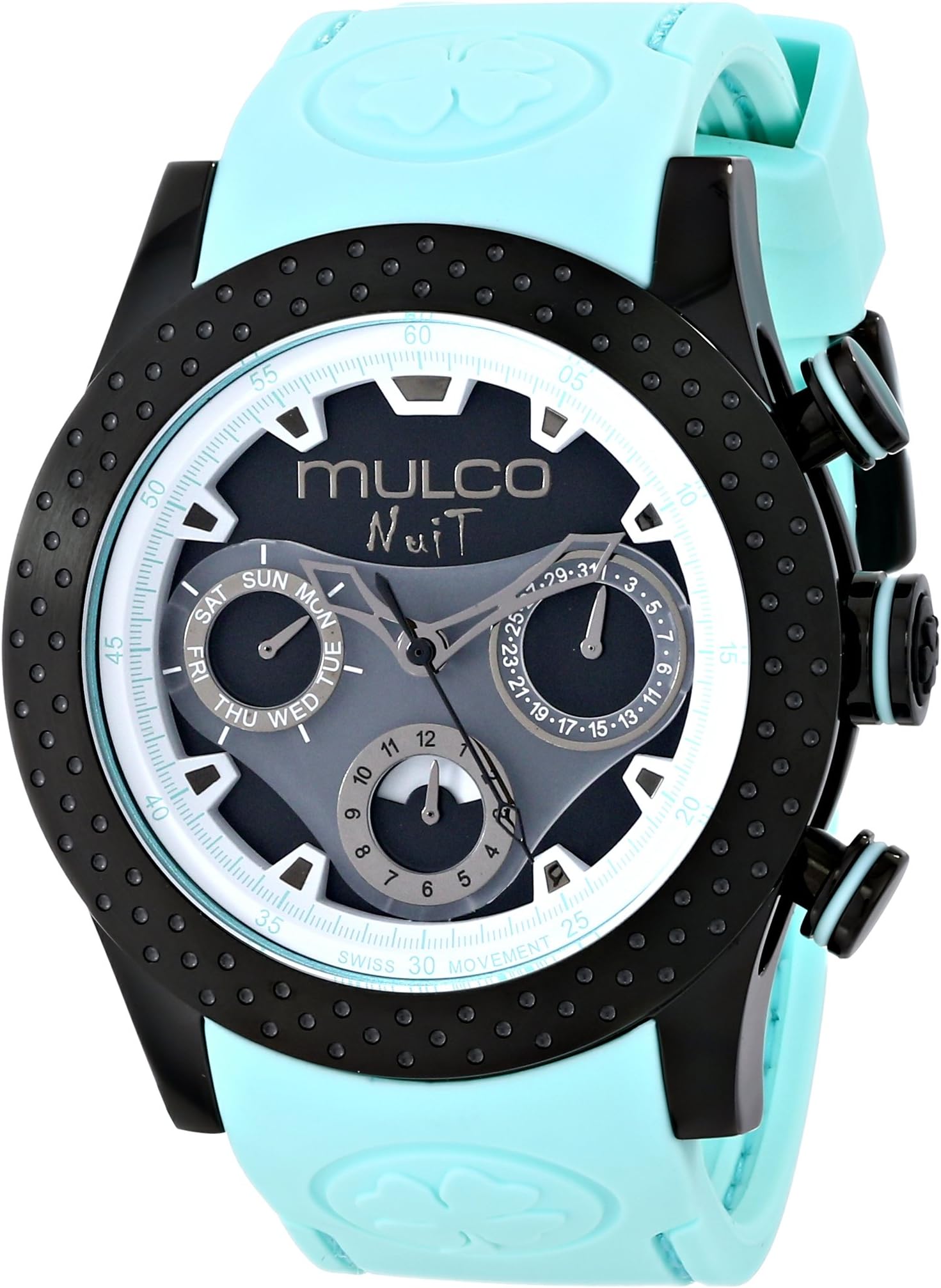 MulcoUnisex MW5-1962-443 Analog Display Swiss Quartz Blue Watch, Black, Quartz Movement