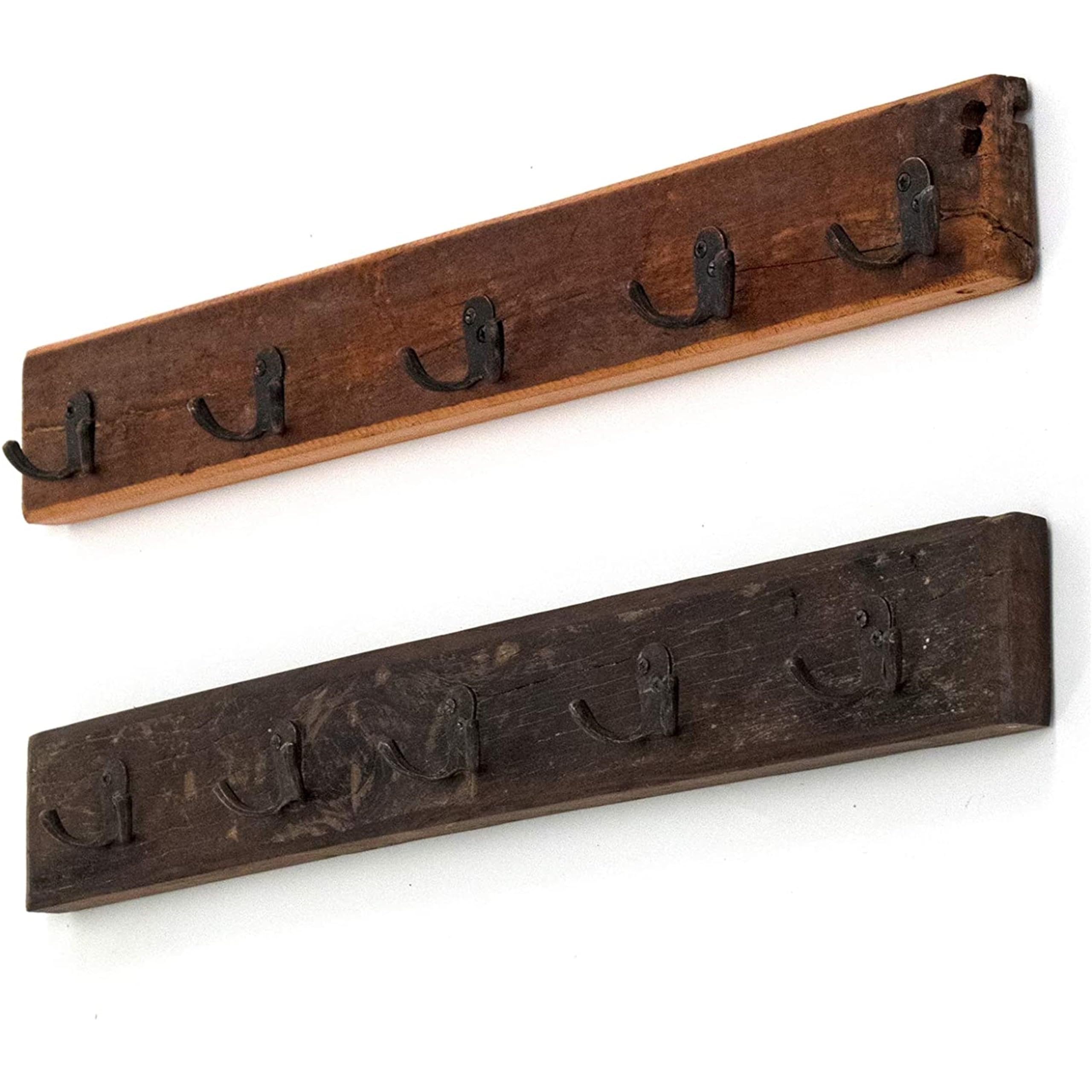 DESIGN DELIGHTS Appendiabiti da parete con ripiano vintage, 60 x 26 x 10 cm, in legno riciclato