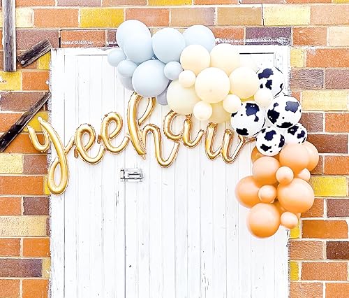 Miniatura 2 de Globos de fiesta de cumpleaños, globos de Yee Haw, pancarta dorada de Yee Haw para decoraciones de cumpleaños de vaquero occidental
