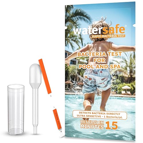 Prueba rápida de bacterias de piscina y spa por Watersafe, detecta hasta 1 bacteriasL en 15 minutos, incluyendo E. coli y Salmonella. Prueba única.
