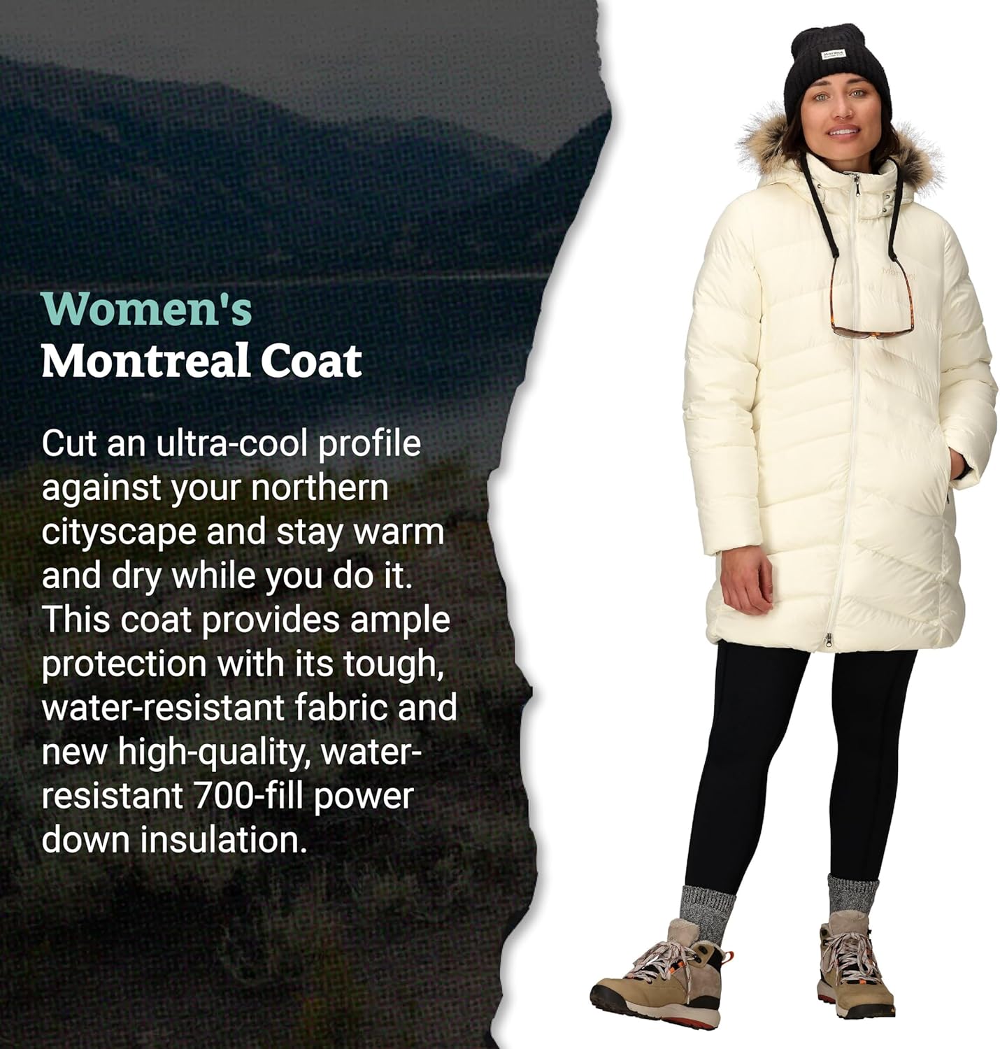 MARMOT Women's Montreal Mid-Thigh Length Down Puffer Jacket, Papyrus, X-Small