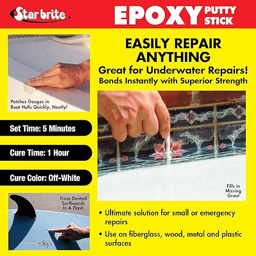 Miniatura 8 de STAR BRITE - Masilla epoxi de 4 onzas, reparaciones fáciles, rápidas y permanentes incluso bajo el agua - Repara cascos de lanchas, cubiertas,