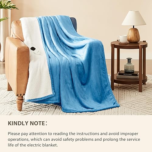 Miniatura 174 de Homemate - Manta eléctrica térmica con apagado automático en 1, 2, 4, 6 u 8 h, 10 niveles de calor, tela de franela y sherpa, protección contra 01