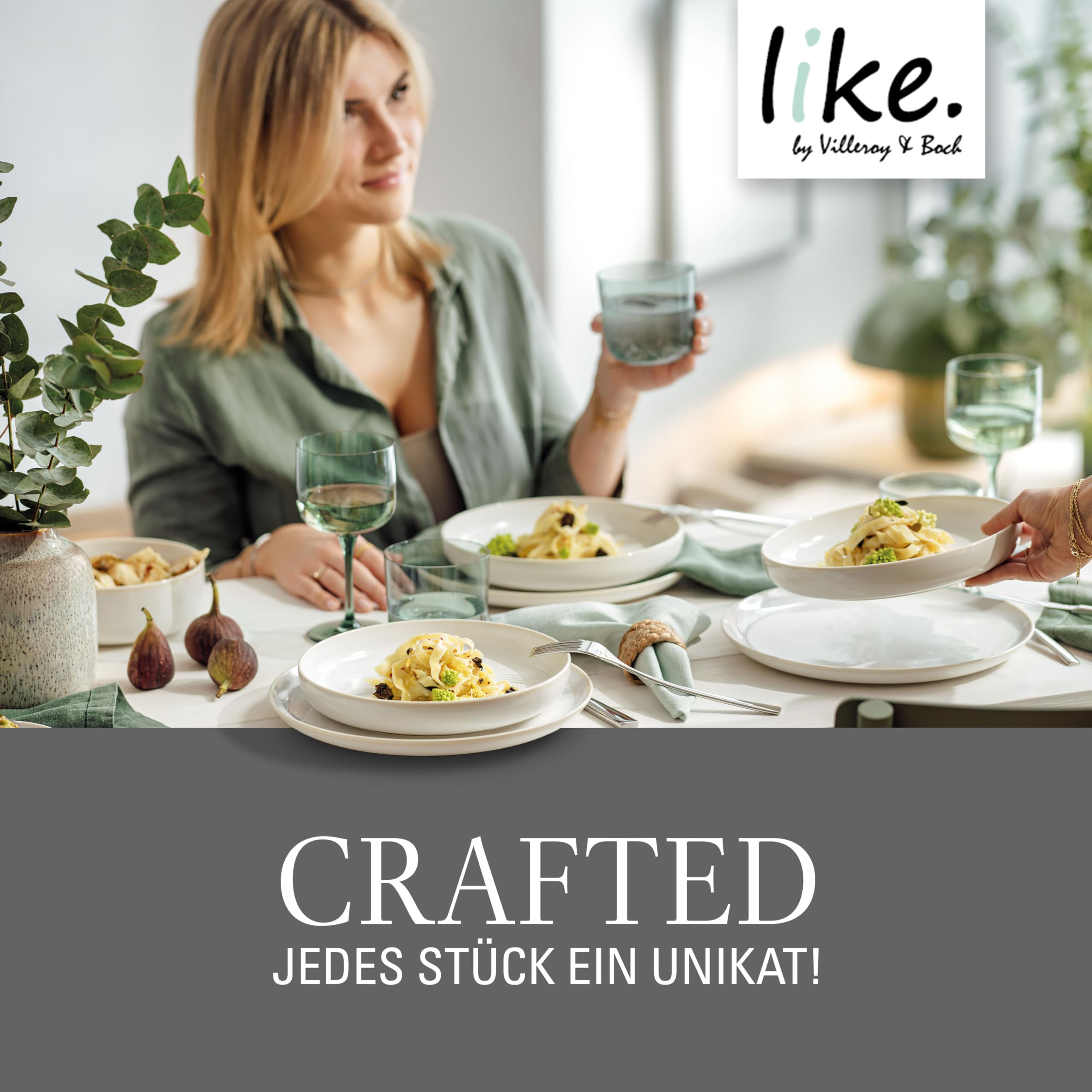 Villeroy & Boch Crafted Cotton Dinner-Set 4-teilig Weiß, Spülmaschinenfest, Mikrowellensicher, Premium Porzellan