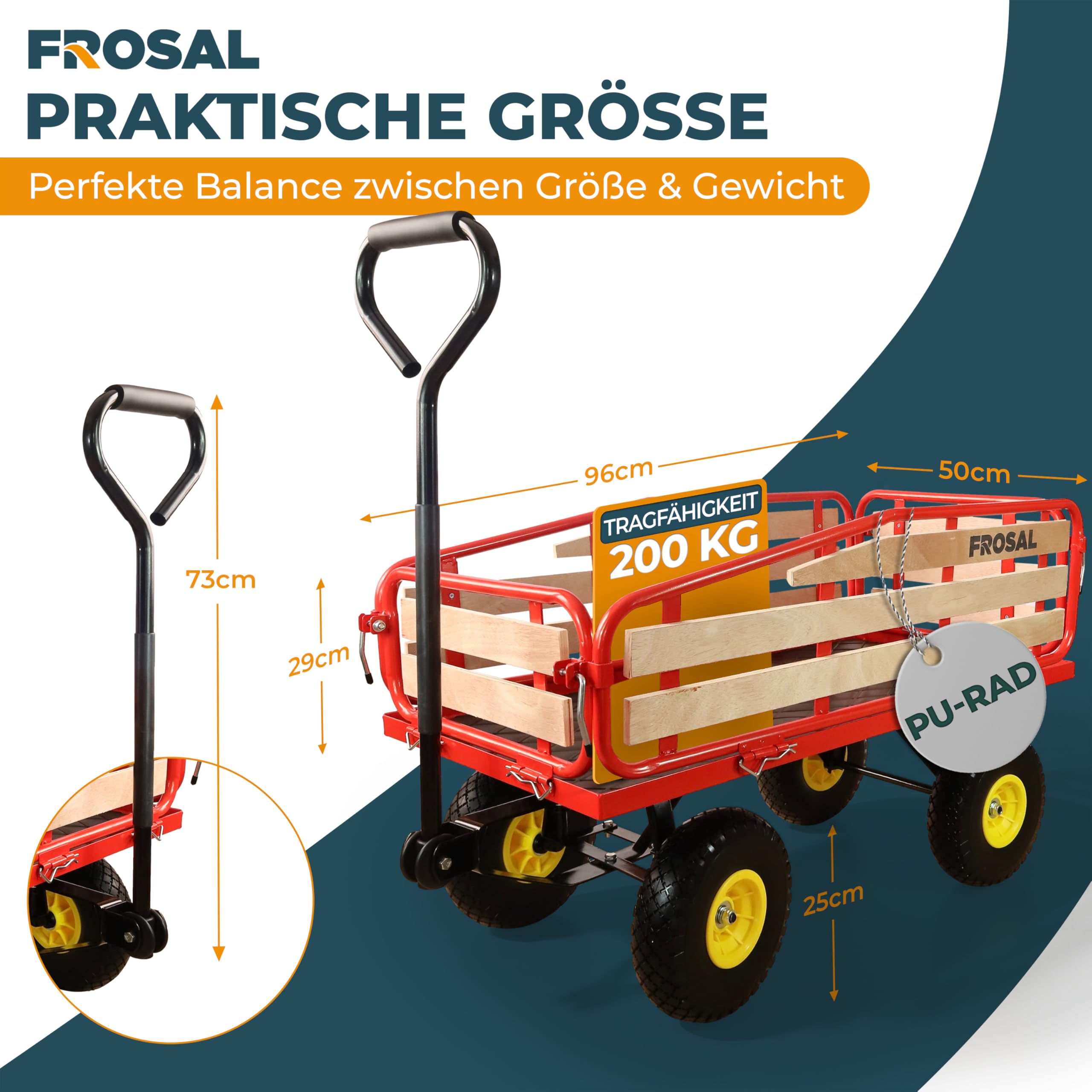 FROSAL Handwagen Transportwagen Gartenwagen Bollerwagen Sven