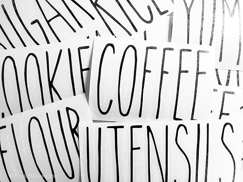 Custom Word Kitchen Storage Label Decals - Ceramic Food Canister Labels - Pantry Storage Glassware Labels - Farmhouse Kitchen Decor Vinyl Decal