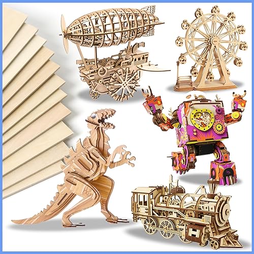 Miniatura 20 de Paquete de 18 hojas de tilo de 12 x 12 x 1/8 pulgadas para manualidades, tablero de madera de tilo sin terminar, perfecto para adornos y modelos