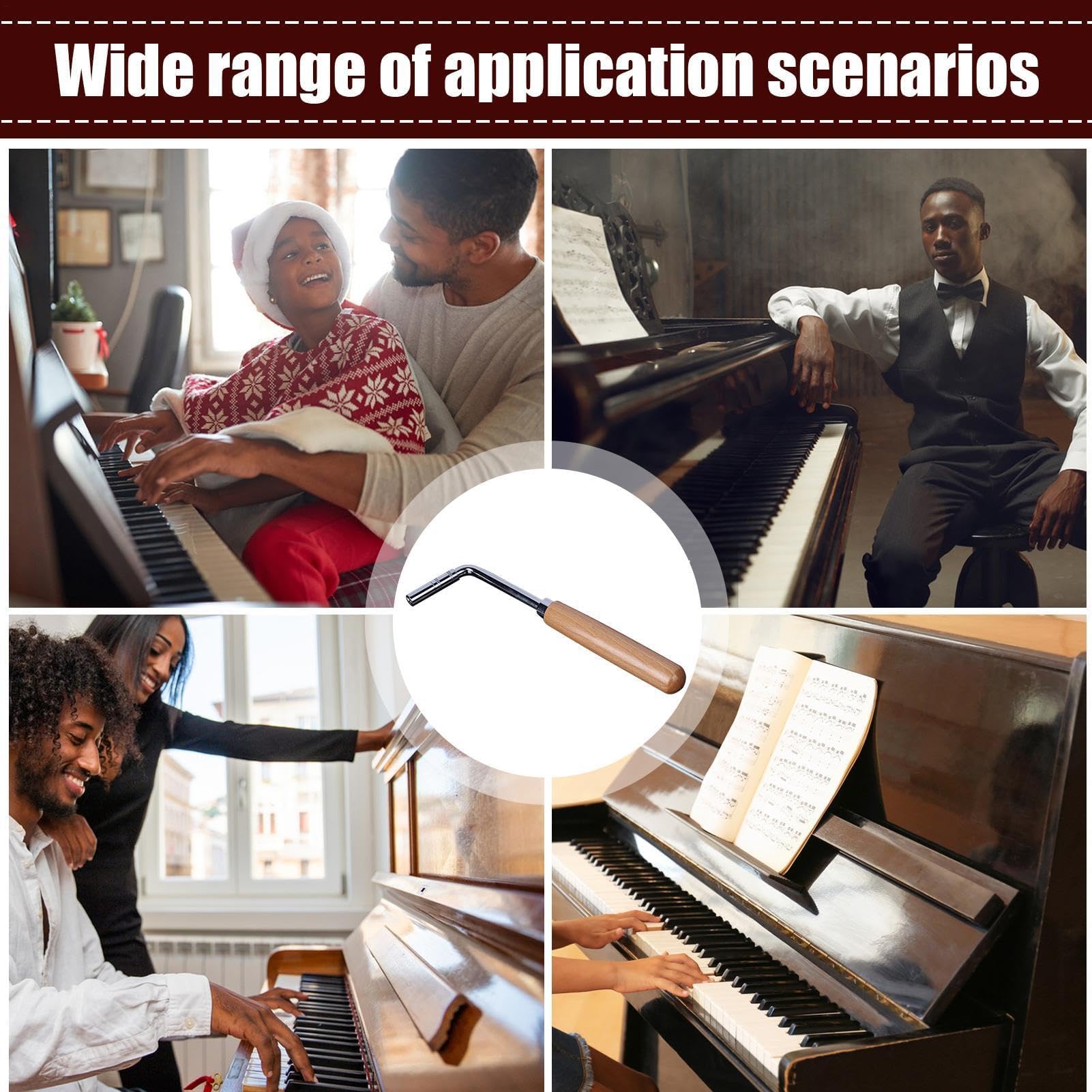 Outil d'accordage de piano, marteau d'accordage avec manche en bois pour piano, violon, guitare et basse – Pièces de réparation essentielles pour instruments de musique