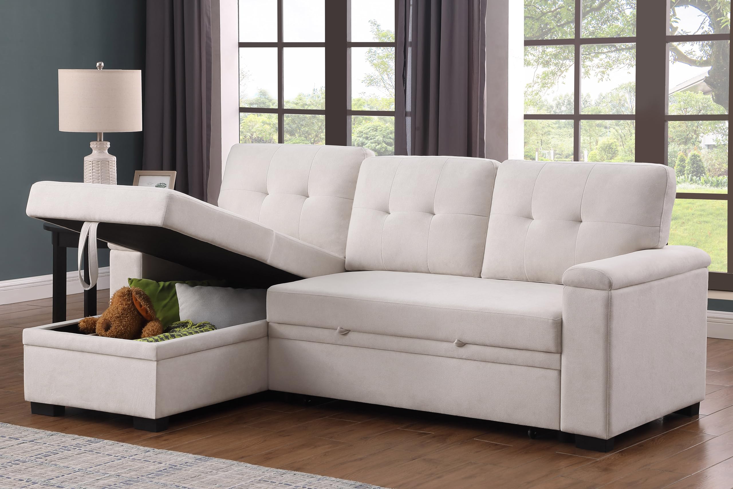 Amazon.com: Ball & Cast 84.5" Sectional Sleeper Sofa Convertible L ...