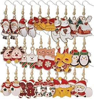 Christmas Earring Sets for Women, Holiday Earrings Set, 15 Pairs Alloy Christmas Dangle Earrings Set, Long Christmas Earrings, Cute Christmas Combination Earrings Teen Girls Jewelry