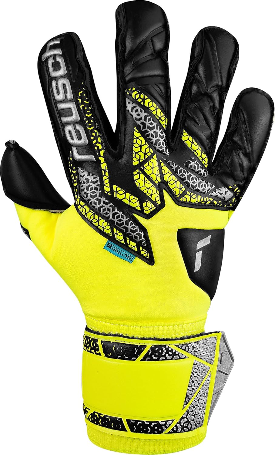 Reusch Attrakt Duo Evolution Goalkeeper Gloves, Yellow/Silver/Black, Size 11