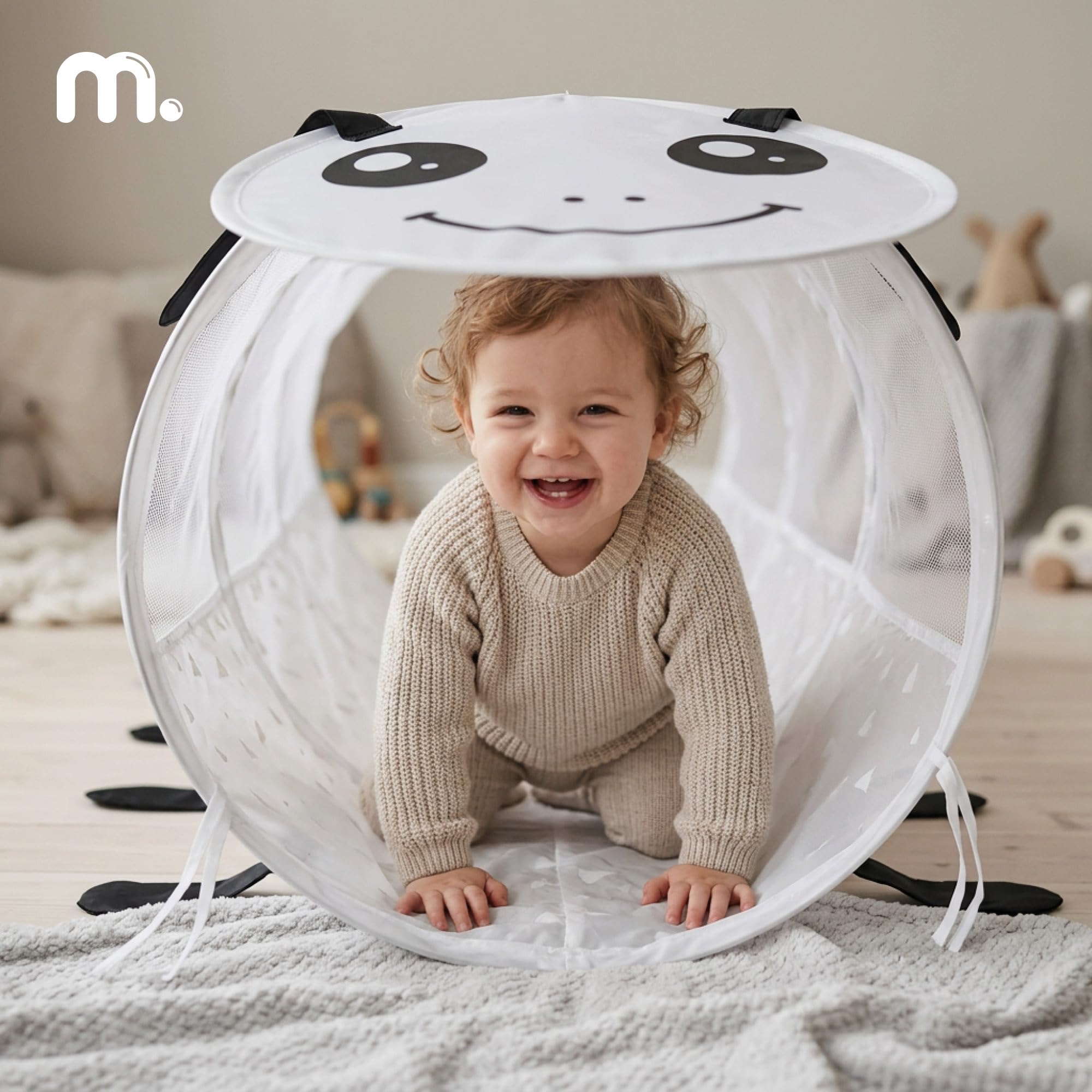 mamabrum Tunnel Gioco per Bambini, Struttura Gioco Pieghevole Pop-Up, Poliestere 190T con Rivestimento PA, 180 x 46 cm, a Forma di Bruco, Senza Montaggio