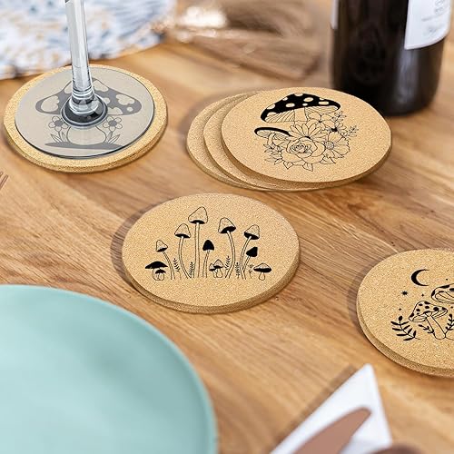 Miniatura 5 de Posavasos para bebidas con soporte, paquete de 6, regalos de inauguración de la casa para parejas nuevas, absorbente, madera de corcho, lindo