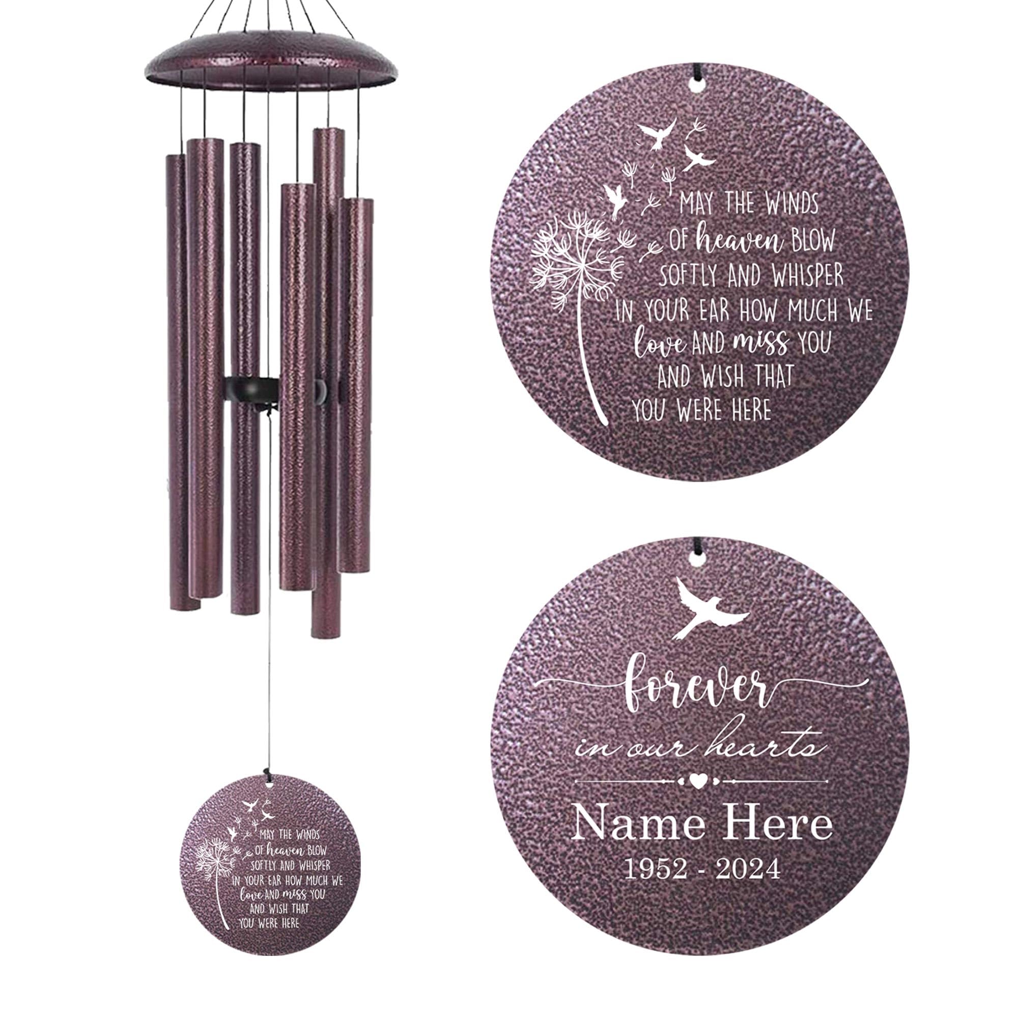 Memorial Dandelion Wind Chimes Personalized, Forever in Our Heart