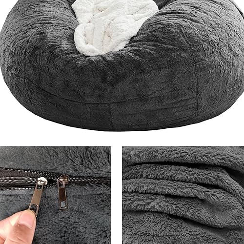 Miniatura 2 de Funda para sofá puff (gris oscuro, 7 pies de profundidad x 35.4 in) Gris-oscuro,Rosa (Skin Pink),Negro -