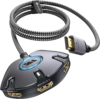 HDMI Switch 3 in 1 Out 4K 60Hz, WARRKY【3.3FT Longer Nylon Cable, Gold-Plated Plug】 HDMI Switcher, Uni-Directional HDMI Port Expander 3x1, Supports HDCP2.2, 3D, HDR for Fire Stick, Xbox, PS5/4/3, TV