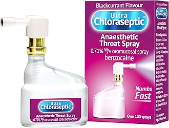 Ultra Chloraseptic Anaesthetic Throat Spray, 15ml, Blackcurrant Flavour, fast acting relief for sore throat pain