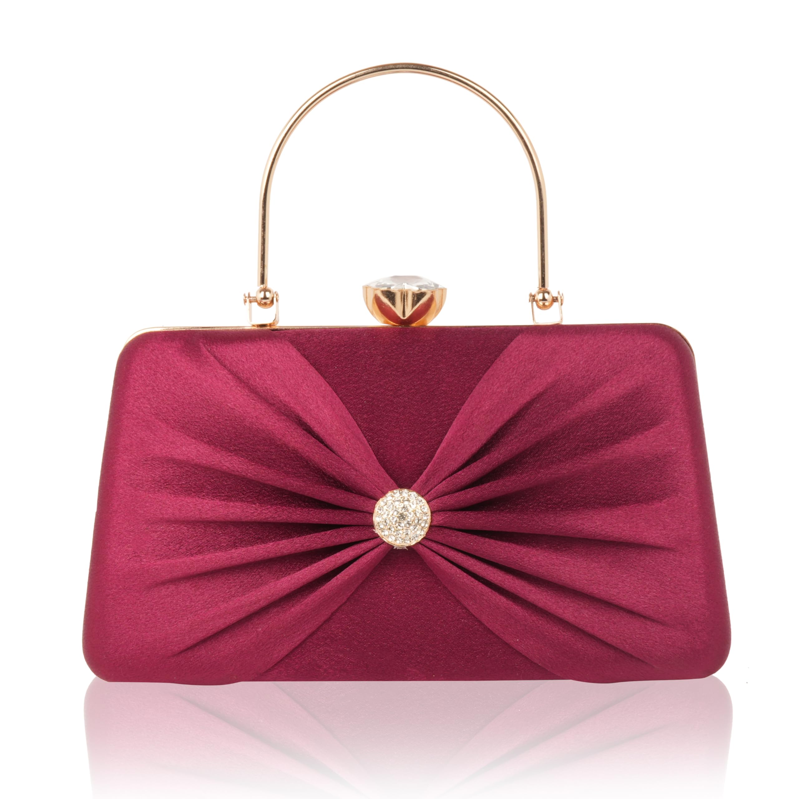 bagnine Clutch Bag for Women | Crystal Detail Evening Party Handheld Purse | Detachable Chain Strap | Jewel Clasp Closure | Stylish Handbag for Wedding, Party, Festive Events & Celebrations-picture-15