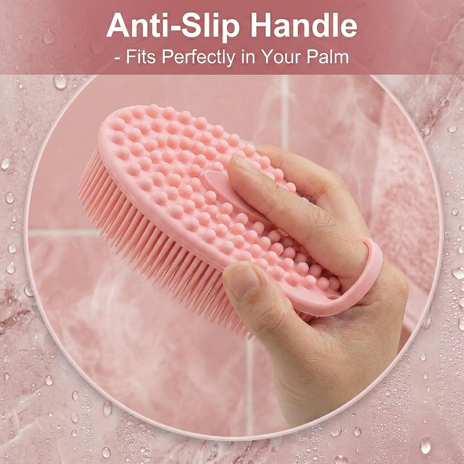 Silicone Body Scrubber Exfoliating 3 Pack, Shower Scrubber for Body,Loofah Alternative for Women Men, 2 in 1 Bath and Shampoo Brush with Handle,Body Exfoliator Tool for Skin, Back,Showering - Image 5