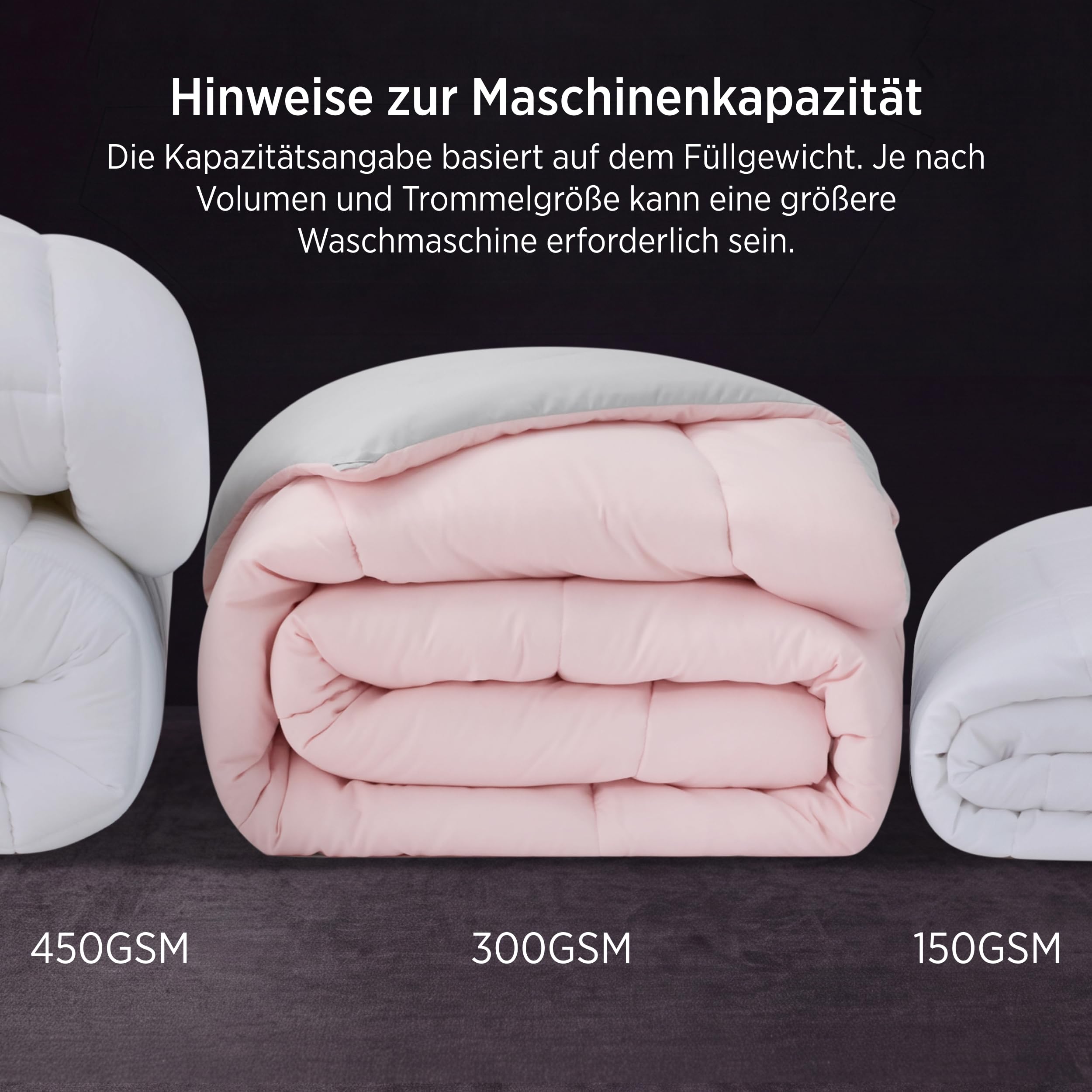 BEDSURE Bettdecke Ohne Bezug 155x220 - Bettdecke mit Integriertem Bezug | Bettdecke 155x220 für Allergiker Waschbare 4 Jahreszeiten Bettdecken Oeko Ganzjahresdecke Warm & Gemütlich, Pinkesque/Grau
