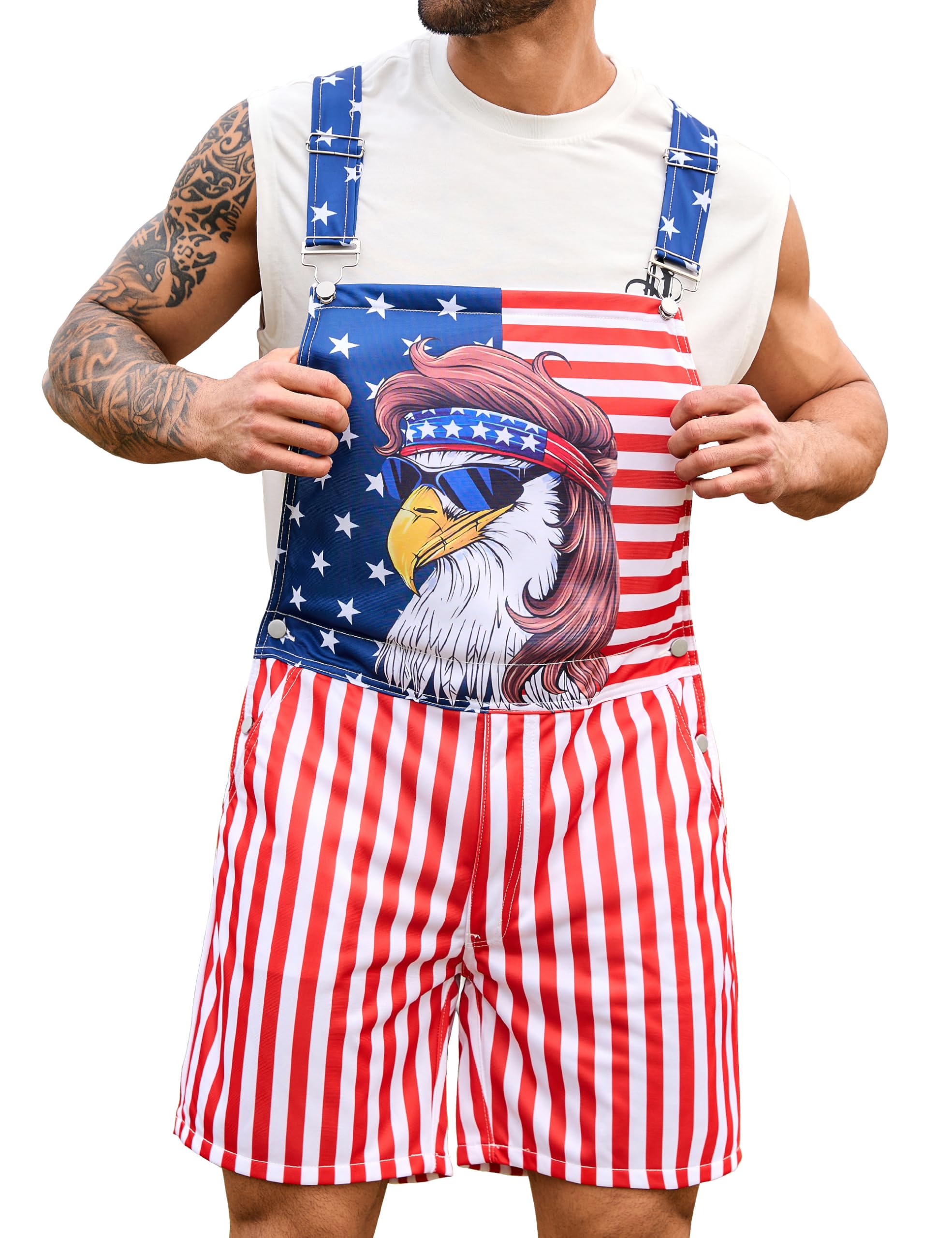 Bindefon Bibs Overalls Men Cute Jumpsuit Work Coveralls Shorts Romper