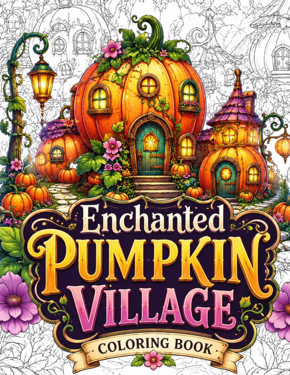Enchanted Pumpkin Village Coloring Book: Color 50 Cozy Fantasy Pumpkin Homes, Magical Villages, Whimsical Cottage Scenes, Enchanted Gardens & ... Relaxation, Stress Relief and Creative Escape