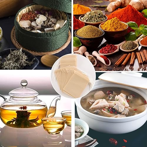 Miniatura 10 de 200 bolsas de té de hojas sueltas, bolsas de filtro de té desechables con cordón, bolsas de té sin blanquear para té y café sueltos (3.54 x 2.75