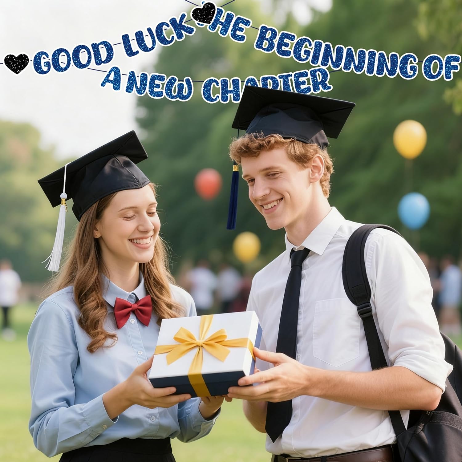 Farewell Decorations Party Good Luck - 3 Pcs Glitter Blue The Beginning Of A New Chapter Banner Garland We Will Miss You Sign For Graduation Retirement Going Away New Home Job Change (Pre-Strung) - Image 6